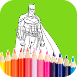 Bat hero coloring book icon