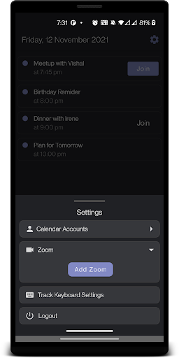 Android application Track screenshort