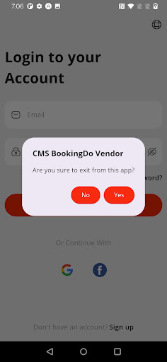 Android application CMS BookingDo Vendor screenshort