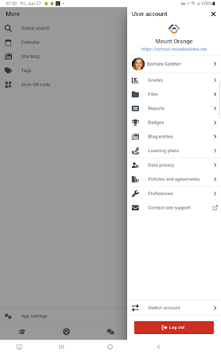 Screenshot of Moodle