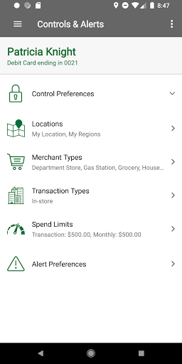 Merchants Bank Credit Card App Screen 2