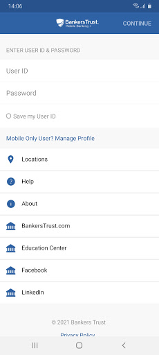 Android application Bankers Trust M+ Personal screenshort