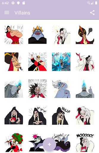 Android application WAStickerApps: Villains Sticke screenshort