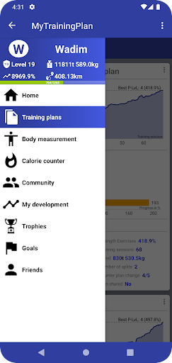 Android application MyTrainingPlan screenshort