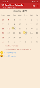 US Emoticon Calendar