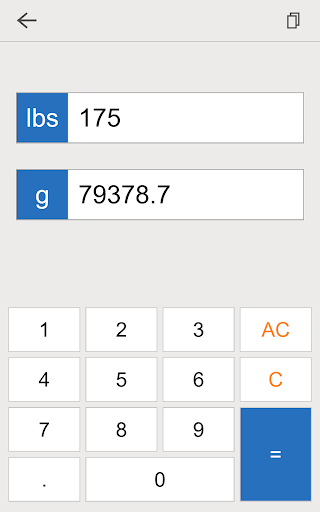 lbs g converter ekran görüntüsü