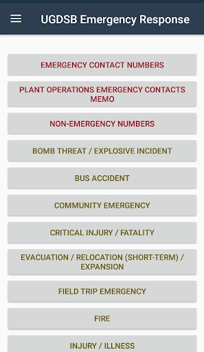 Android application UGDSB Emergency Response Plan screenshort