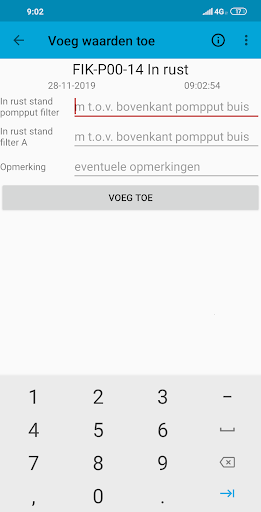 FieldApp Pompputmetingen Screen 3