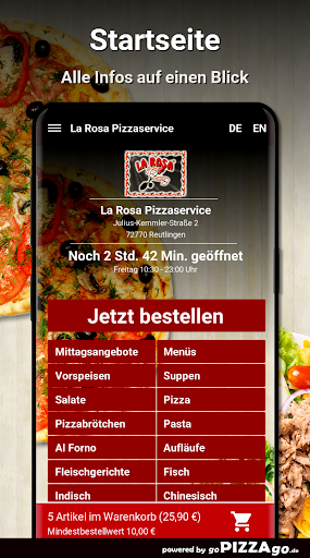 La Rosa Pizzaservice Reutlinge Screen 2