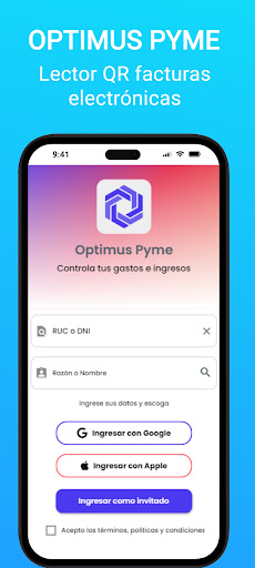 Android application Optimus: QR factura screenshort