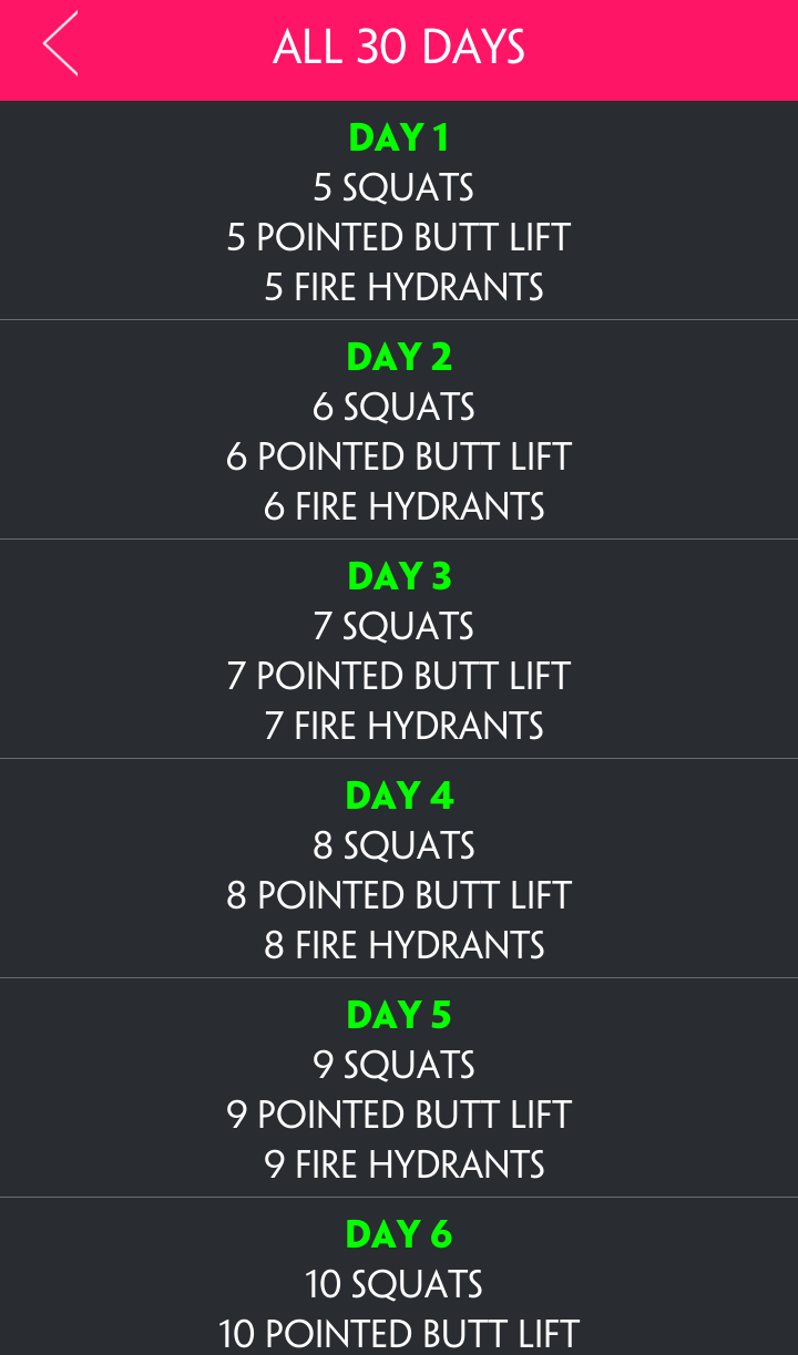 Android application 30 Day Fitness Full Body Challenges screenshort