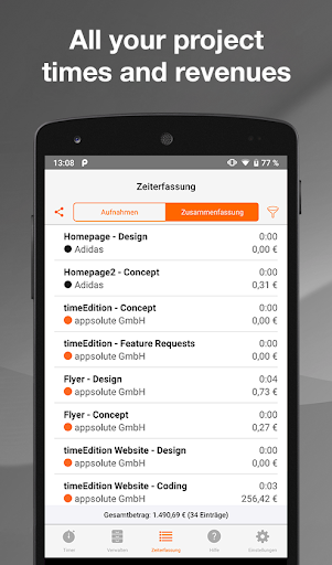 timeEdition - Time Tracking Screen 3