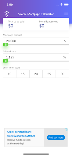 Android application Simple Mortgage Calculator screenshort