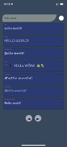 Unicode text Styles (fonts) Screen 2