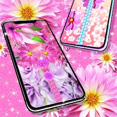 Pink flower zipper lock screenのおすすめ画像4