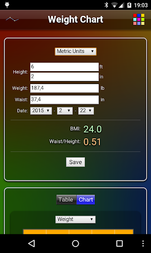 Android application Weight Chart Lite screenshort