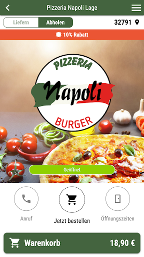 Android application Pizzeria Napoli Lage screenshort