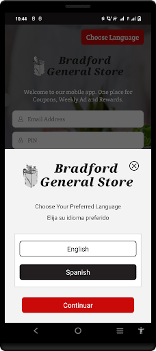 Android application Bradford General Store Rewards screenshort