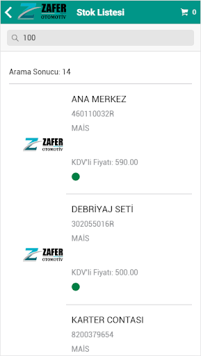 Zafer Otomotiv B2B Screen 3