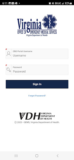 Android application Virginia OEMS screenshort