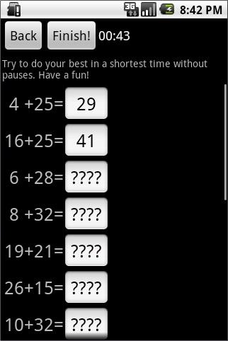 My Mental Arithmetic Lite Screen 2
