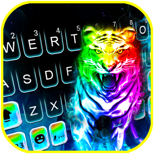 Fiery Neon Tiger Keyboard Back logo