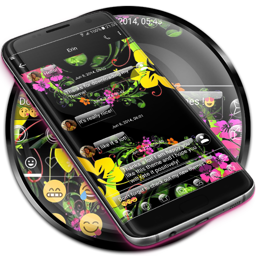 SMS Messages Glass BlackFlower  Icon