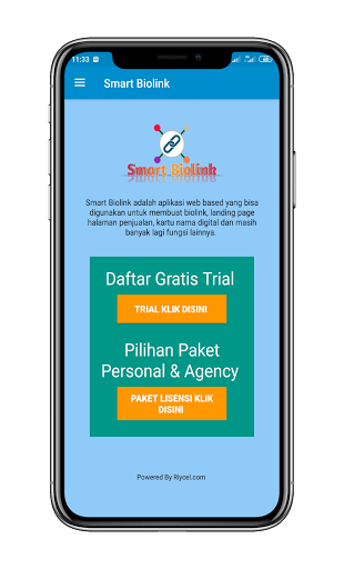 Android application Smart Biolink - Landingpage screenshort