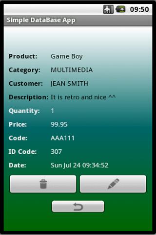 Simple DataBase App Screen 3