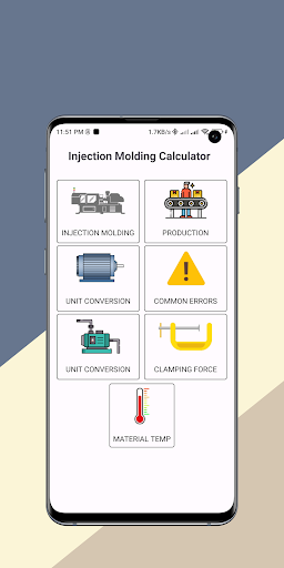 Android application Injection Molding Calculator screenshort