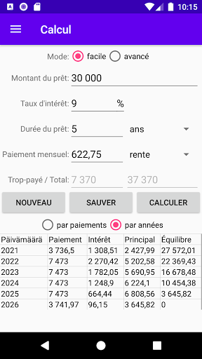 Aperçu de l'application