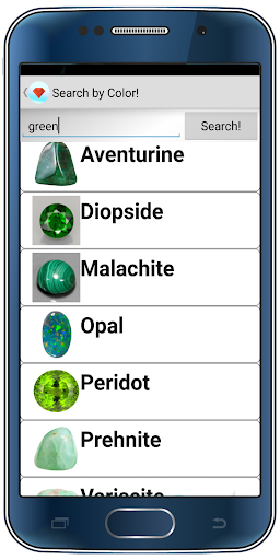 Android application Gemstones list with descriptio screenshort