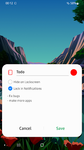 Android application NotiNotes - Notification Notes screenshort