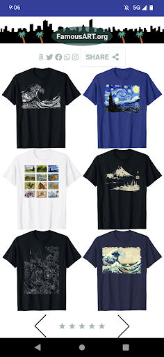 Android application Famous Art T-Shirt Shop screenshort