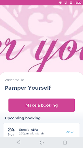 Android application Pamper Yourself screenshort