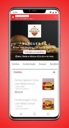 Android application Burguer FC screenshort