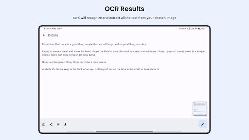 Screenshot of OCR - Image to Text - Extract