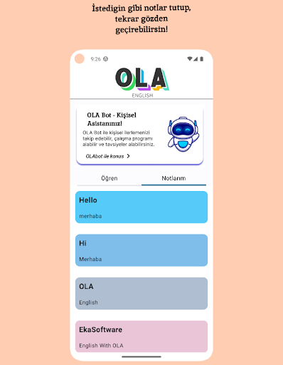Android application OLA English - Hızlı Öğren screenshort