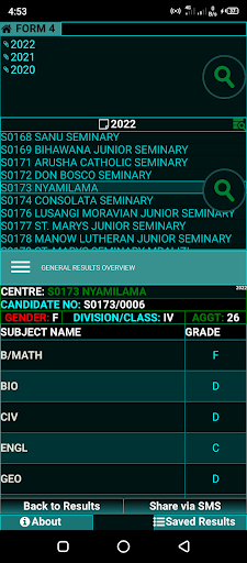 Matokeo ya kidato cha 4 Screen 3