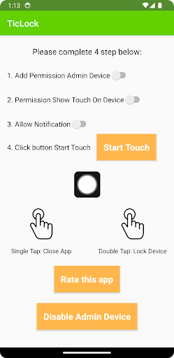 Android application TicLock screenshort