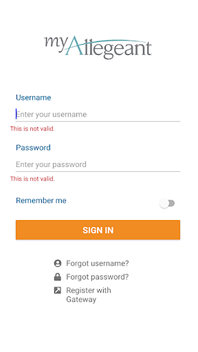 Android application myAllegeant screenshort
