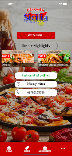 Android application Pizzeria Sicilia screenshort