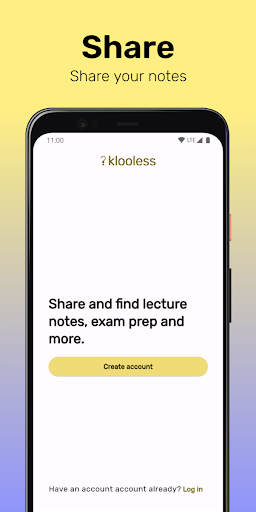 Android application Klooless: Study notes sharing screenshort
