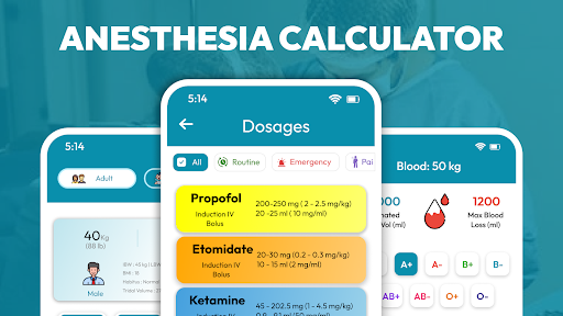 Android application Anesthesia Calculator screenshort