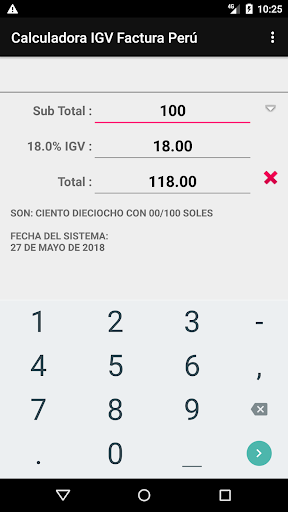 Calculadora Factura IGV Perú Screen 2