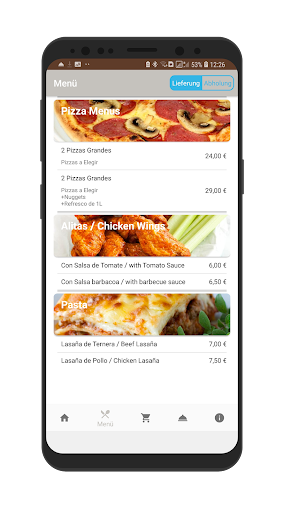 Android application Pizzeria Extremadura screenshort