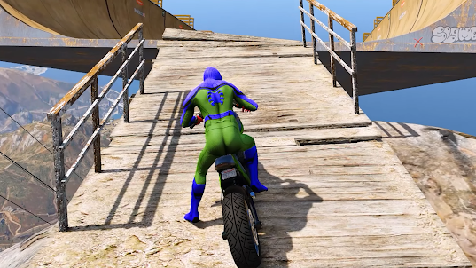 超级英雄摩托车巨型坡道