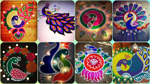 Android application Peacock Rangoli Designs screenshort