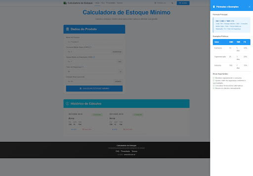 Calculadora de Estoque Mínimo