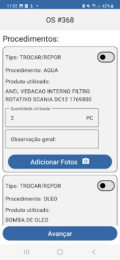 Android application DN4 Manutenção screenshort